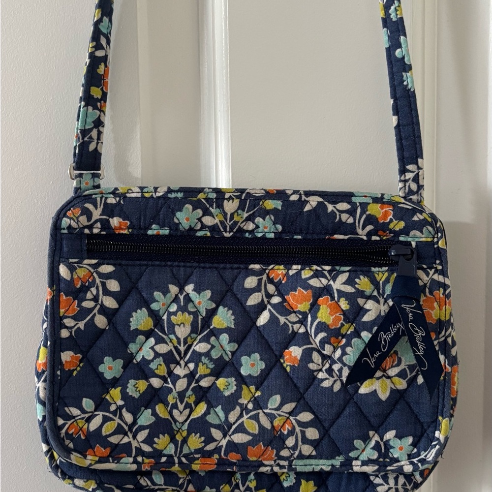 Vera Bradley Quilted Crossbody Bag – Navy Floral | Magnetic Closure